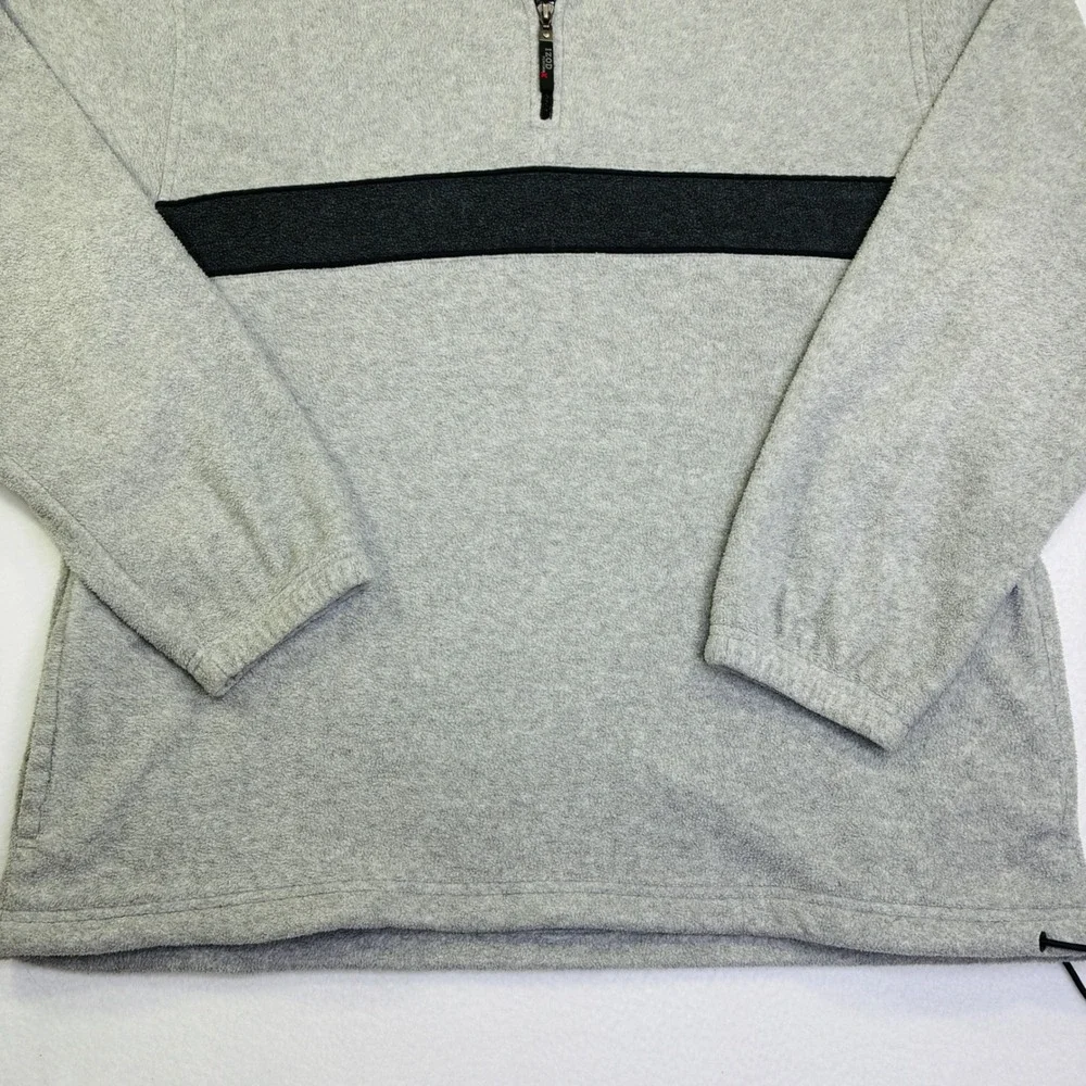 IZOD Performance Mens XL Fleece Quarter Zip Pullover Gray Black Stripe Mock Neck